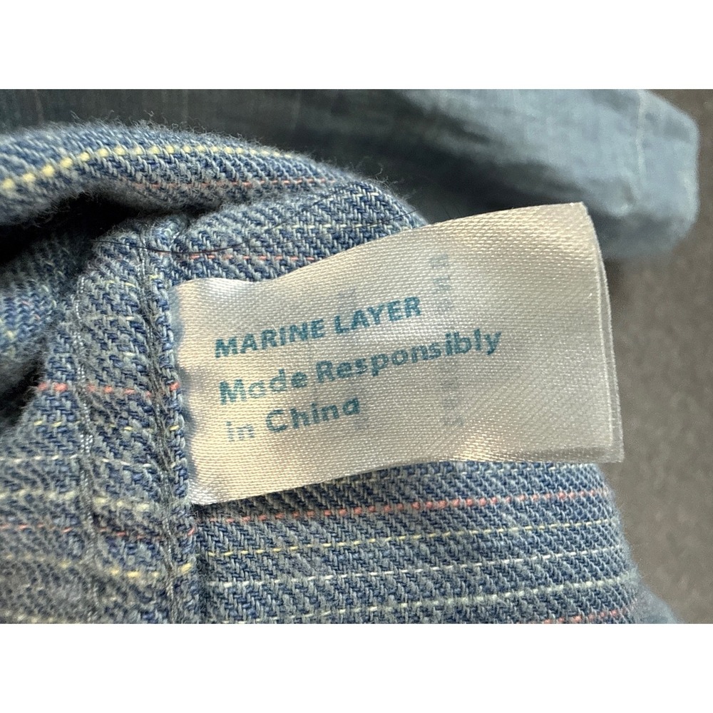 Marine Layer Selvage Textured Long Sleeve Button D Shirt Men Size M 14538 Slim - Picture 3 of 11